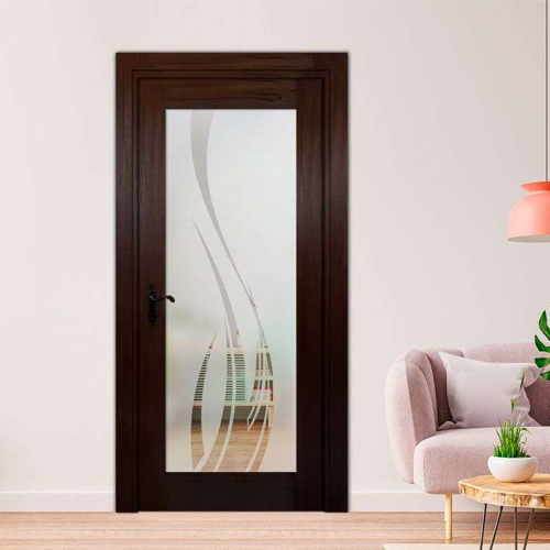 درب چوبی اتاق خواب با شیشه دکوراتیو