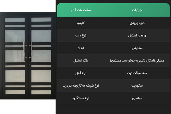 درب استیل دولنگه مشکی